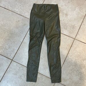 White House Black Market Olive Green Faux Leather Runway Leggings 0S